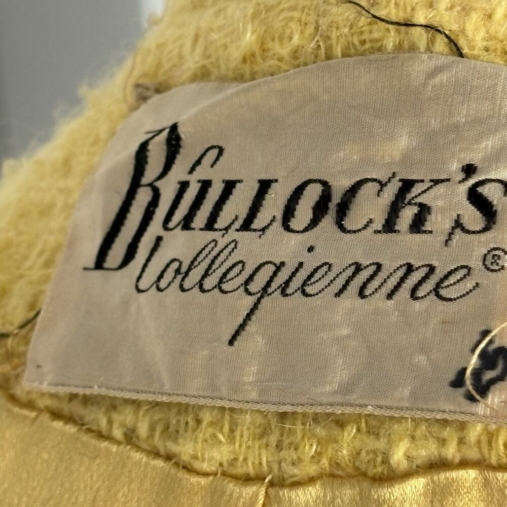 Vintage 60s Car Coat Boucle Tweed Wool Yellow MCM Mod Yellow Size M - Picture 9 of 13